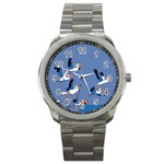 abstract Pelicans seascape tropical pop art Sport Metal Watch Front