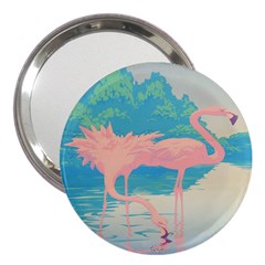 Two Pink Flamingos Pop Art 3  Handbag Mirrors by WaltCurleeArt