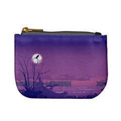 Abstract Tropical Birds Purple Sunset  Mini Coin Purses by WaltCurleeArt