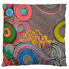 Rainbow Passion Large Flano Cushion Case (one Side) by SugaPlumsEmporium