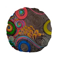 Rainbow Passion Standard 15  Premium Flano Round Cushions by SugaPlumsEmporium