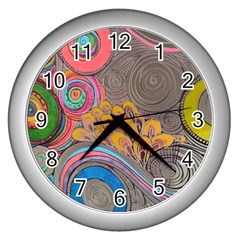 Rainbow Passion Wall Clocks (silver)  by SugaPlumsEmporium