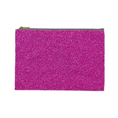 Metallic Pink Glitter Texture Cosmetic Bag (large) 