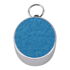 Festive Blue Glitter Texture Mini Silver Compasses