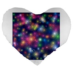 Starlight Shiny Glitter Stars Large 19  Premium Heart Shape Cushions
