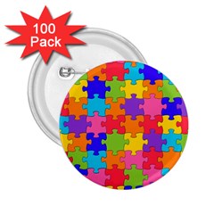 Funny Colorful Puzzle Pieces 2 25  Buttons (100 Pack)  by yoursparklingshop