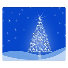 Blue White Christmas Tree Double Sided Flano Blanket (small)  by yoursparklingshop