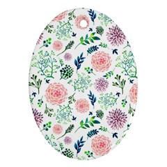 Hand Painted Spring Flourishes Flowers Pattern Ornament (oval)  by TastefulDesigns