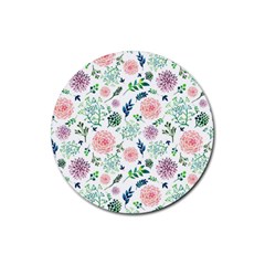 Hand Painted Spring Flourishes Flowers Pattern Rubber Round Coaster (4 Pack)  by TastefulDesigns