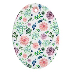 Hand Painted Spring Flourishes Flowers Pattern Oval Ornament (two Sides) by TastefulDesigns