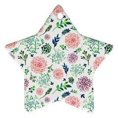 Hand Painted Spring Flourishes Flowers Pattern Star Ornament (two Sides)  by TastefulDesigns