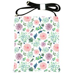 Hand Painted Spring Flourishes Flowers Pattern Shoulder Sling Bags by TastefulDesigns