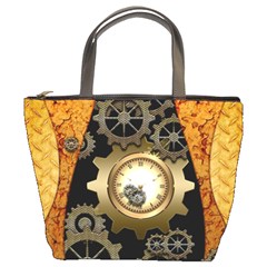 Steampunk Golden Design With Clocks And Gears Bucket Bags by FantasyWorld7