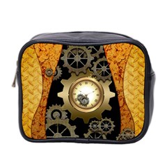 Steampunk Golden Design With Clocks And Gears Mini Toiletries Bag 2-side by FantasyWorld7