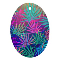 Colored Palm Leaves Background Ornament (oval) 