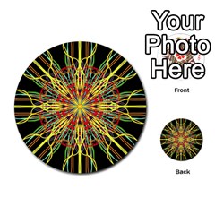 Kaleidoscope Flower Mandala Art Black Yellow Orange Red Multi-purpose Cards (round)  by yoursparklingshop