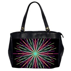 Pink Turquoise Black Star Kaleidoscope Flower Mandala Art Office Handbags (2 Sides)  by yoursparklingshop