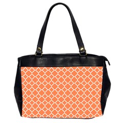 Tangerine Orange Quatrefoil Pattern Oversize Office Handbag (2 Sides) by Zandiepants