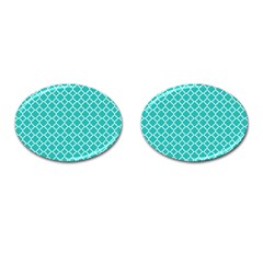 Turquoise Quatrefoil Pattern Cufflinks (oval) by Zandiepants