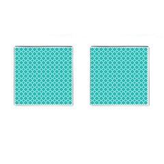 Turquoise Quatrefoil Pattern Cufflinks (square) by Zandiepants