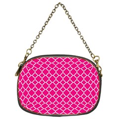 Hot Pink Quatrefoil Pattern Chain Purse (one Side) by Zandiepants