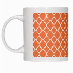 Tangerine Orange Quatrefoil Pattern White Mug by Zandiepants