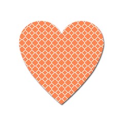 Tangerine Orange Quatrefoil Pattern Magnet (heart) by Zandiepants