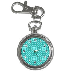 Turquoise Quatrefoil Pattern Key Chain Watch by Zandiepants