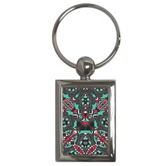 Petals In Dark & Pink, Bold Flower Design Key Chain (rectangle) by Zandiepants