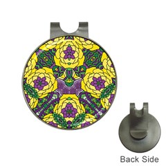 Petals In Mardi Gras Colors, Bold Floral Design Golf Ball Marker Hat Clip by Zandiepants