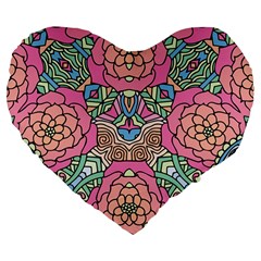 Petals, Carnival, Bold Flower Design Large 19  Premium Heart Shape Cushion by Zandiepants