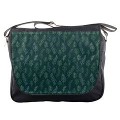 Whimsical Feather Pattern, Forest Green Messenger Bag by Zandiepants