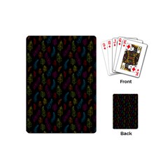 Whimsical Feather Pattern, Bright Pink Red Blue Green Yellow, Playing Cards (mini) by Zandiepants