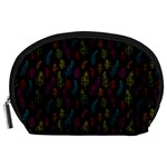 Whimsical Feather Pattern, bright pink red blue green yellow, Accessory Pouch (Large) Front