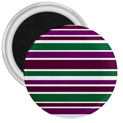 Purple Green Stripes 3  Magnets by BrightVibesDesign