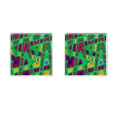 Bright Green Mod Pop Art Cufflinks (square) by BrightVibesDesign