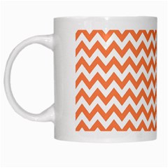 Tangerine Orange & White Zigzag Pattern White Mug by Zandiepants
