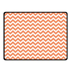 Tangerine Orange & White Zigzag Pattern Double Sided Fleece Blanket (small) by Zandiepants