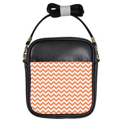 Tangerine Orange & White Zigzag Pattern Girls Sling Bag by Zandiepants