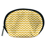 Sunny Yellow & White Zigzag Pattern Accessory Pouch (Medium) Front