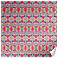 Pretty Pink Shapes Pattern Canvas 16  X 16   by BrightVibesDesign