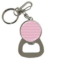 Soft Pink & White Zigzag Pattern Bottle Opener Key Chain by Zandiepants