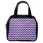 Royal Purple & White Zigzag Pattern Classic Handbag (Two Sides) Back
