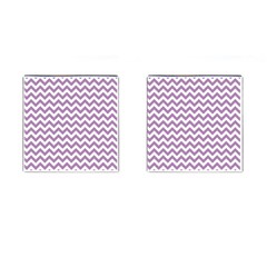 Lilac Purple & White Zigzag Pattern Cufflinks (square) by Zandiepants