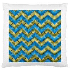 Blue And Yellow Large Flano Cushion Case (two Sides)