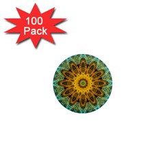 Blue Yellow Ocean Star Flower Mandala 1  Mini Magnet (100 Pack)  by Zandiepants