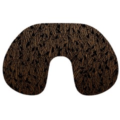 Brown Ombre Feather Pattern, Black, Travel Neck Pillow by Zandiepants
