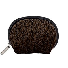 Brown Ombre Feather Pattern, Black, Accessory Pouch (small) by Zandiepants