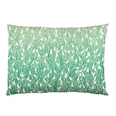 Green Ombre Feather Pattern, White, Pillow Case (two Sides) by Zandiepants