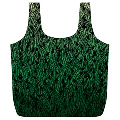 Green Ombre Feather Pattern, Black, Full Print Recycle Bag (xl) by Zandiepants